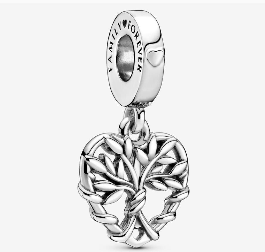 Pandora S925 Silver Heart Family Tree Dangle Charm
