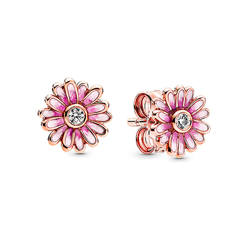 Pandora Rose Pink Daisy Flower Stud Earrings
