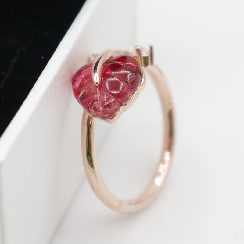 Pandora rose gold pink murano fallen leaves ring