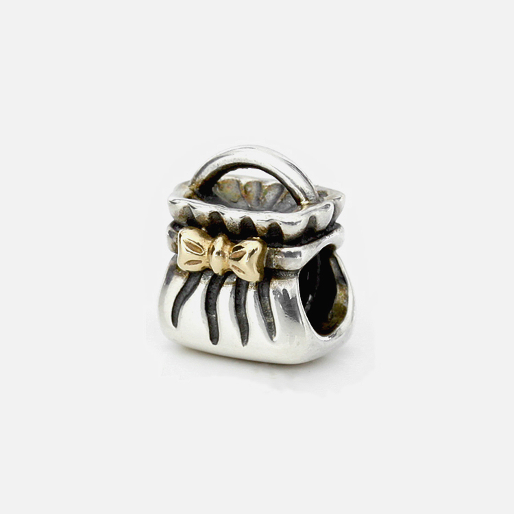 pandora  charm purse handbag sterling silver and bow