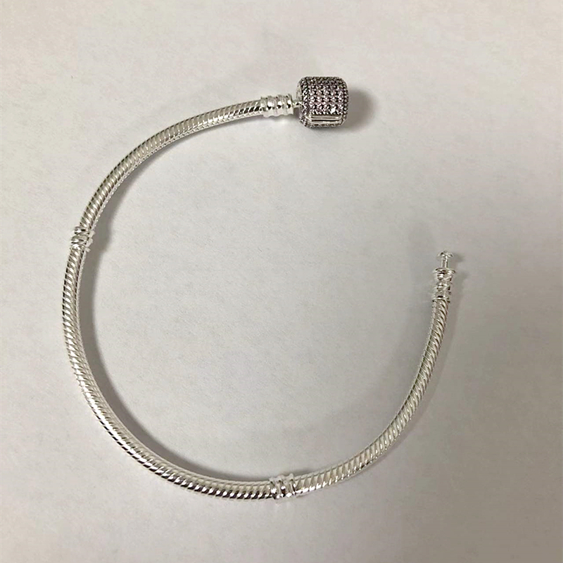 pandora  pink signature clasp bracelet, sterling silver, , all sizes