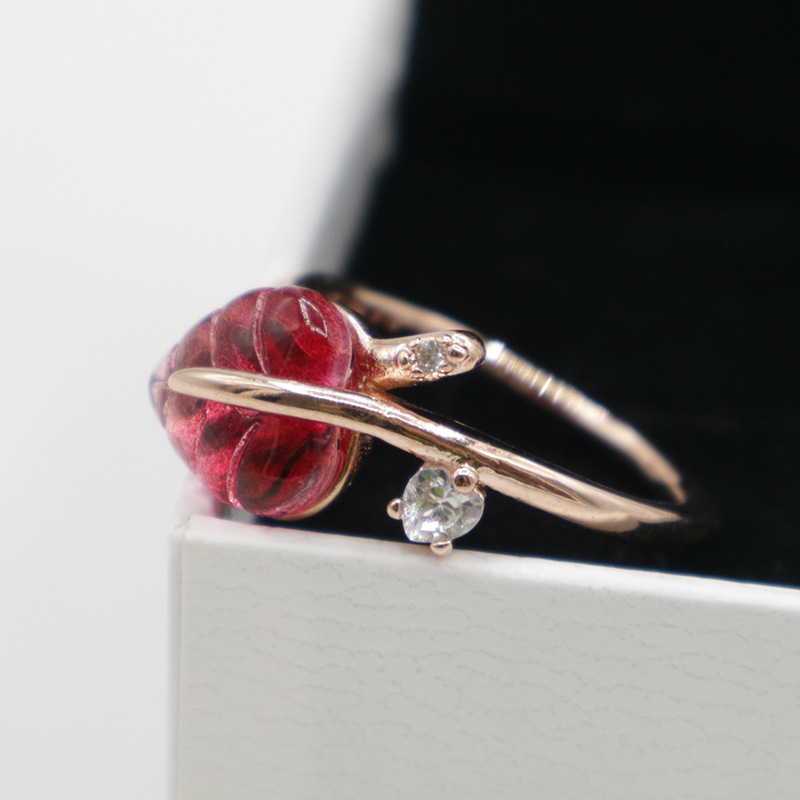 Pandora rose gold pink murano fallen leaves ring