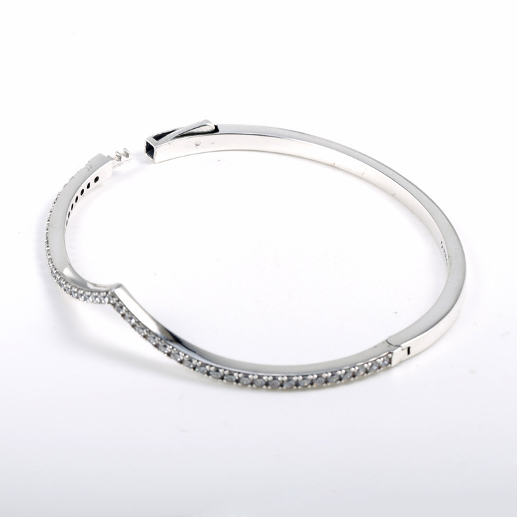 Pandora 925 Sterling Silver Shimmering Wish Bracelet Bangle Bracelet Clear CZ