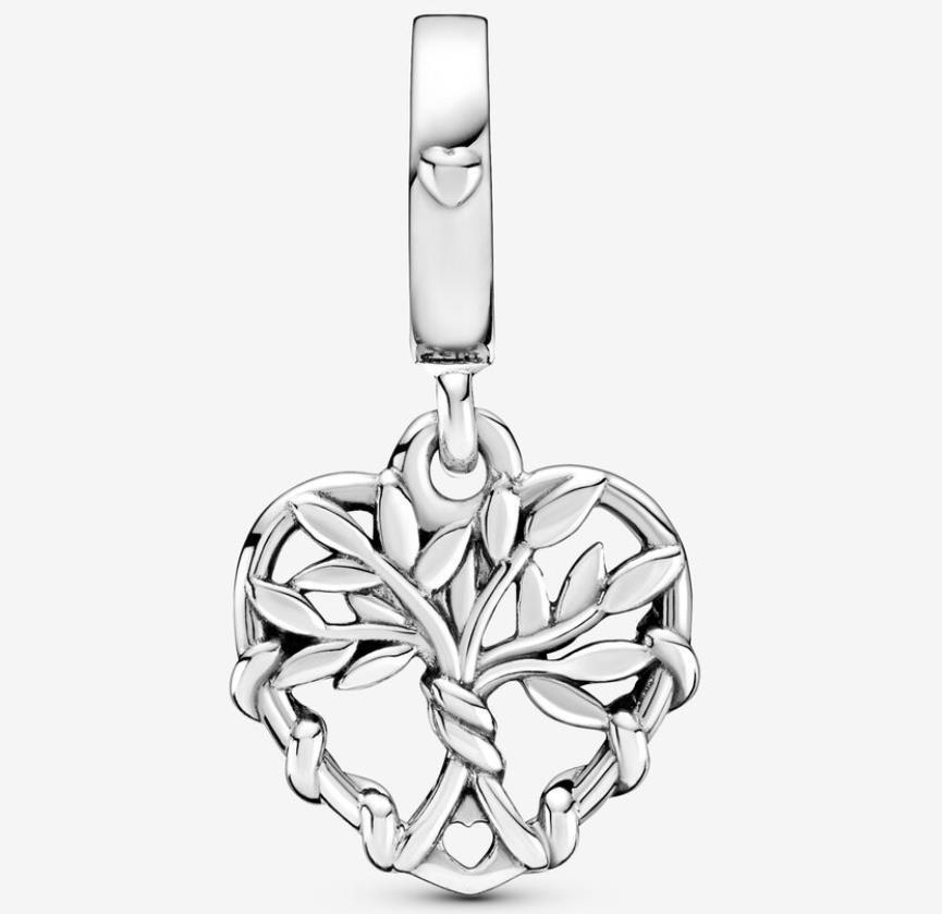 Pandora S925 Silver Heart Family Tree Dangle Charm