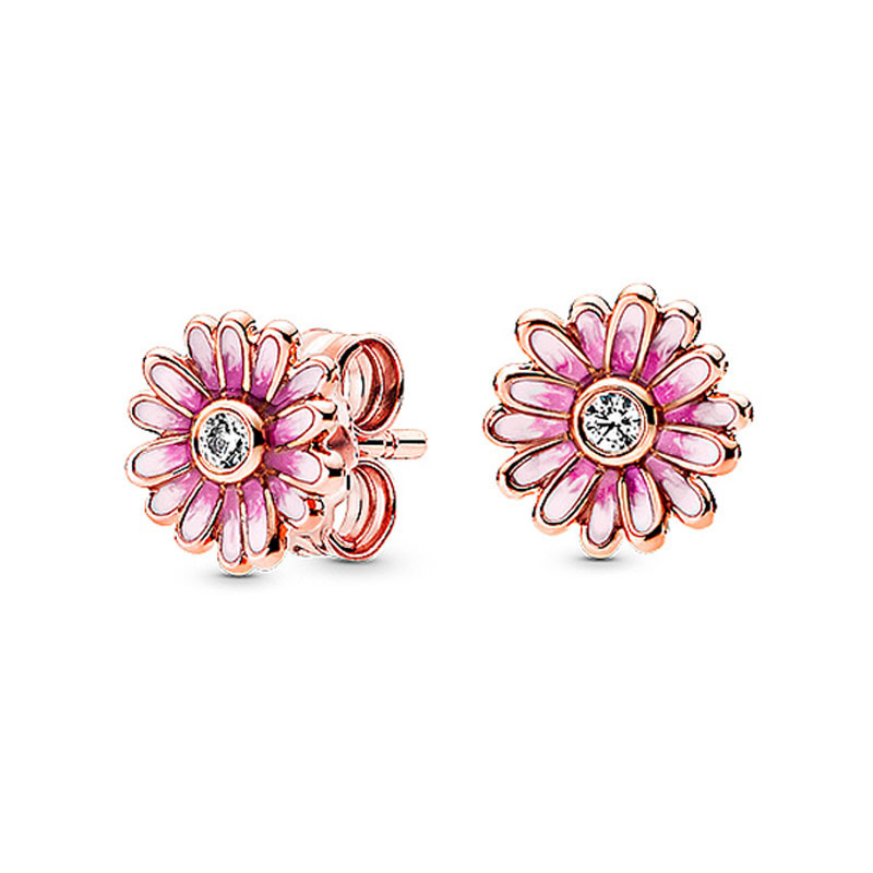 Pandora Rose Pink Daisy Flower Stud Earrings