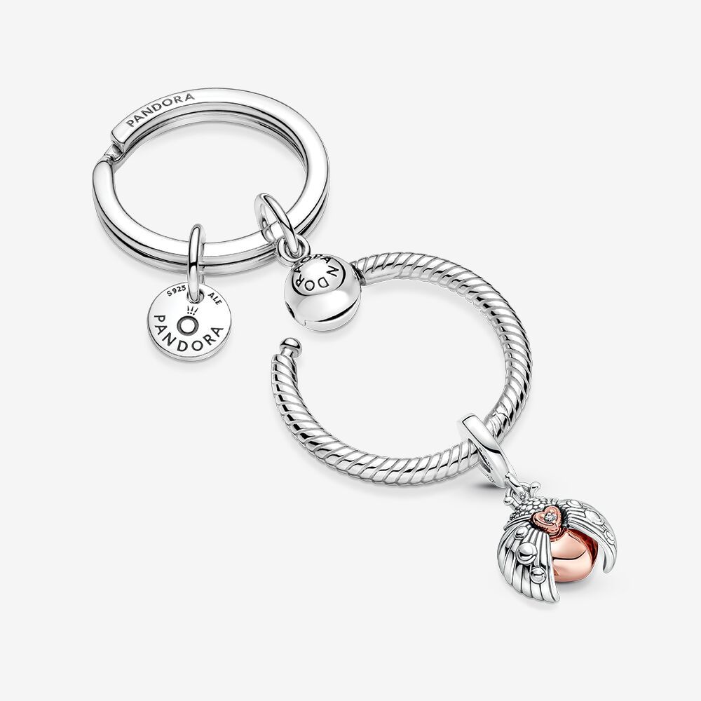 pandora  club 2022 ladybird & heart dangle charm key ring set rau0984