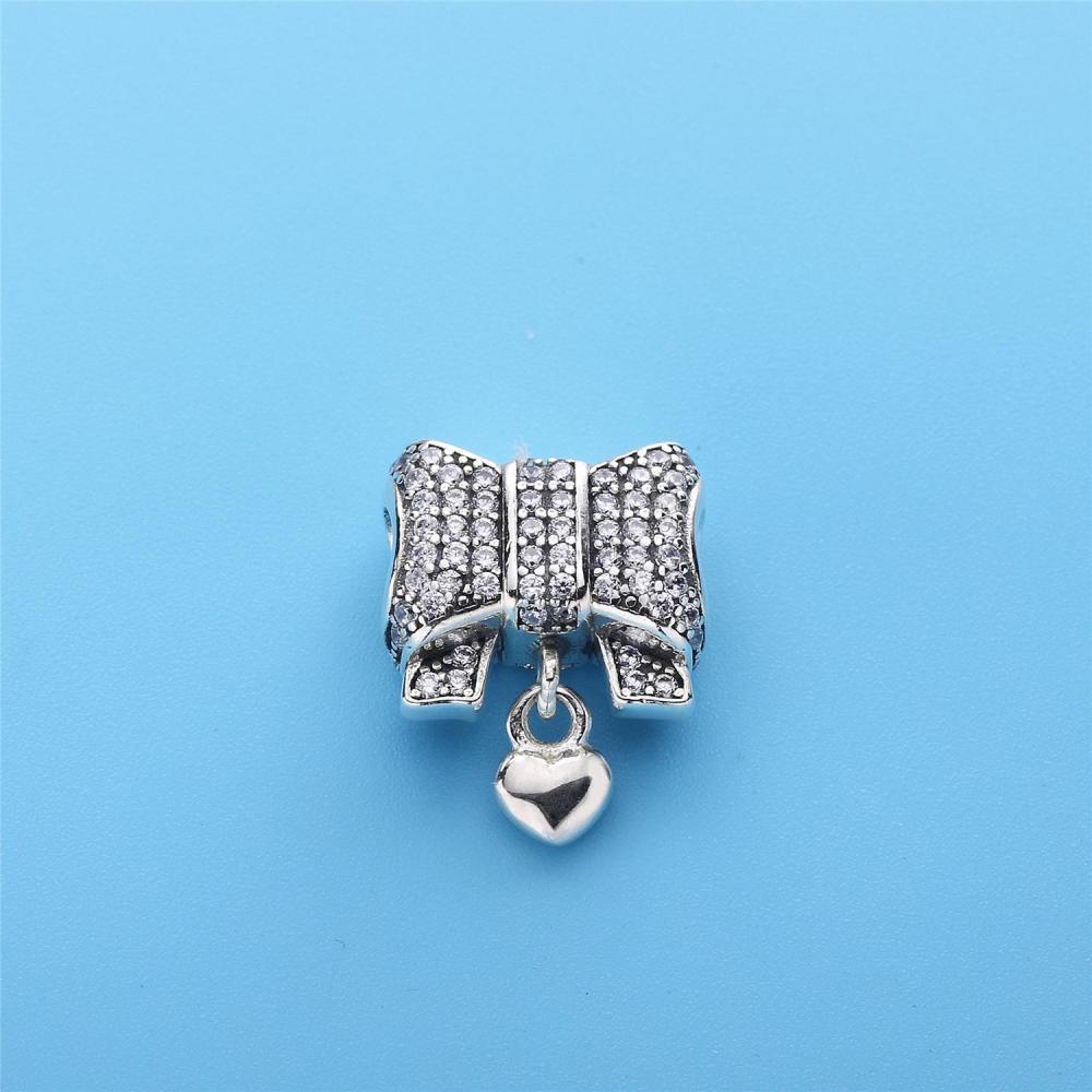 Pandora Charm Heart & Bow Clear CZ Sterling Silver