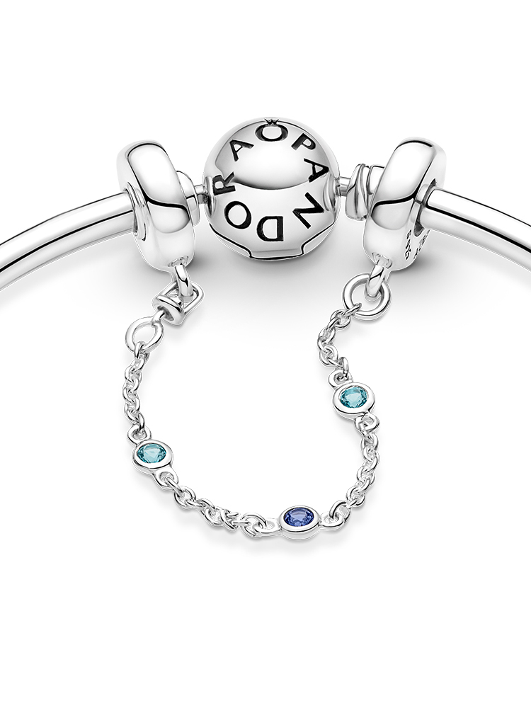 alepandora  s925 sterling silver triple sapphire safety chain