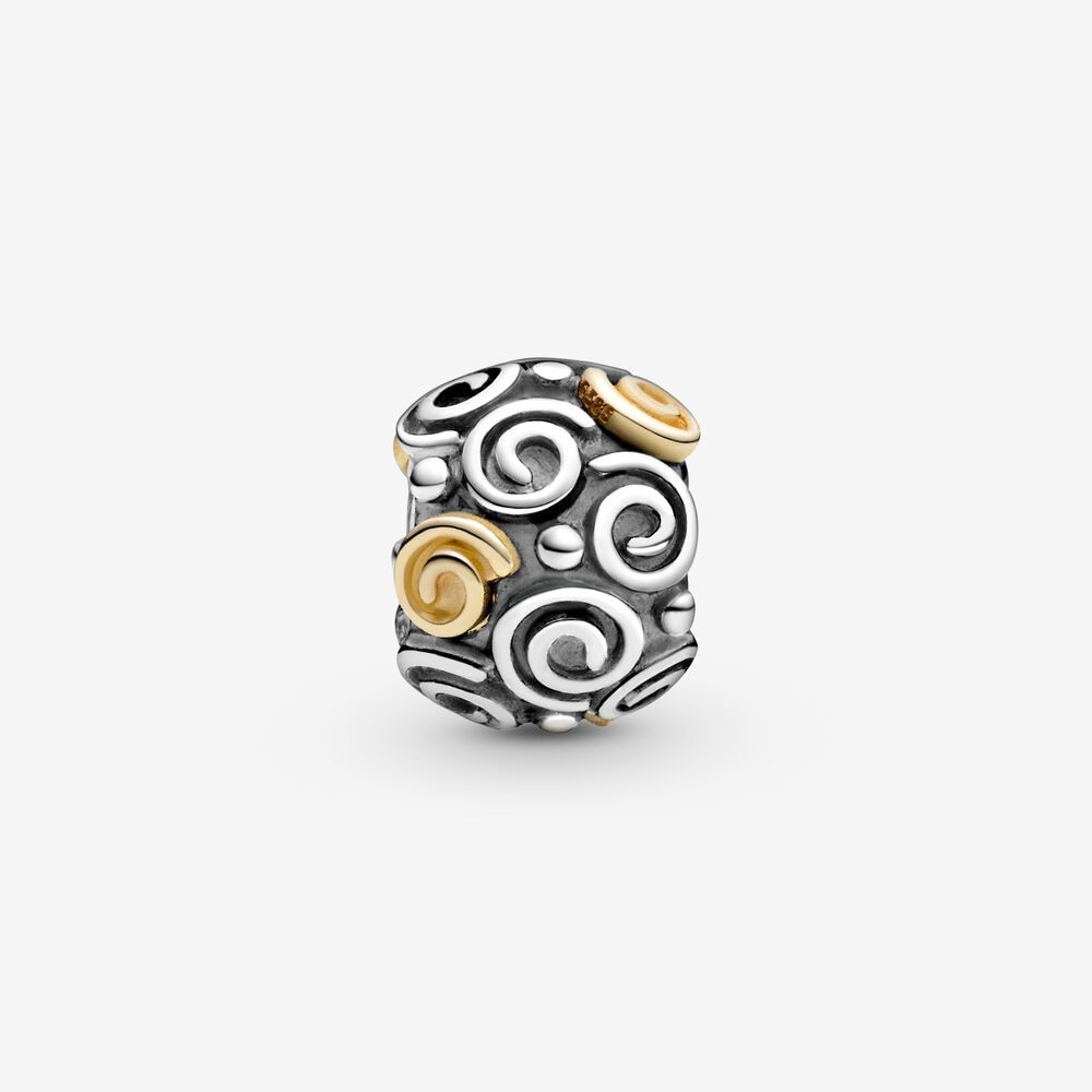Pandora S925 Beaded Openwork Swirl Spiral Charm Bead