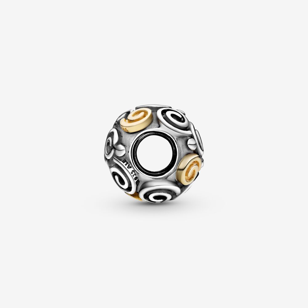 Pandora S925 Beaded Openwork Swirl Spiral Charm Bead