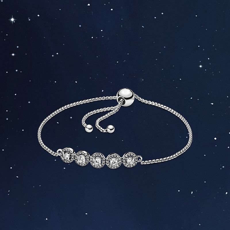 Pandora Round Sparkle Slider Bracelet (Adjustable)