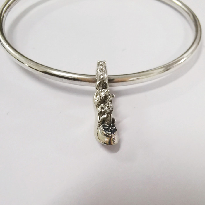 Silver Pandora Cinderella Glass Slipper & Mice Dangle Charm