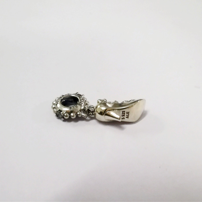 Silver Pandora Cinderella Glass Slipper & Mice Dangle Charm