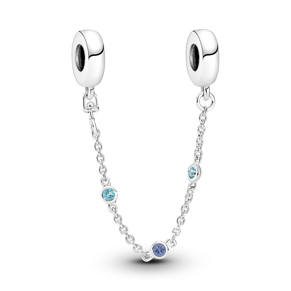 alepandora  s925 sterling silver triple sapphire safety chain