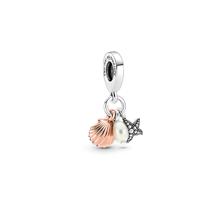 ale s925pandora  pearl starfish and shell three-in-one charm