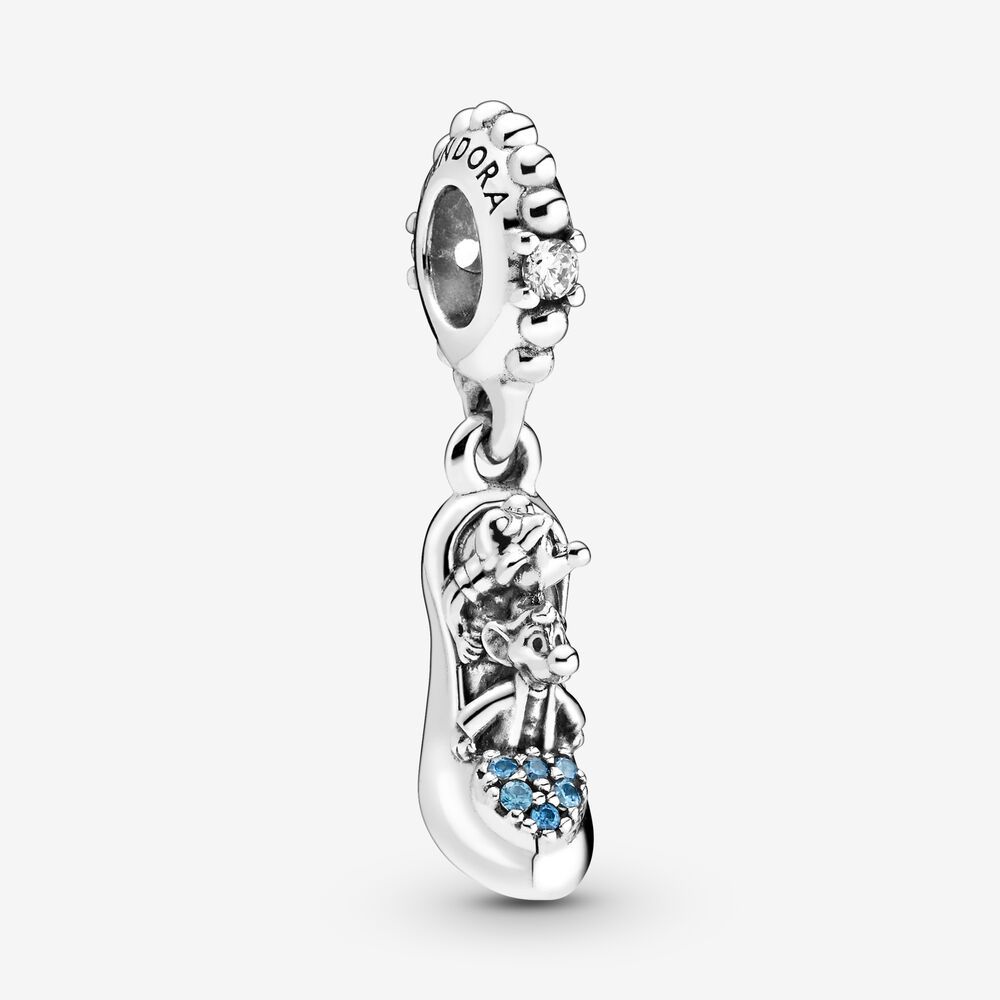 Silver Pandora Cinderella Glass Slipper & Mice Dangle Charm