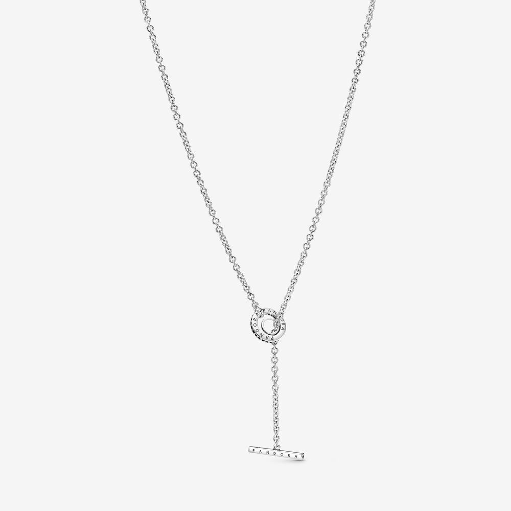 Pandora Schmuck Damen-Halskette mit Pavé-Kreis und T-Verschluss Silber