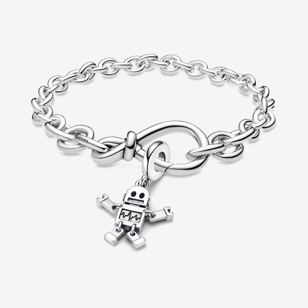 pandora  s925 hearts go robot charm to eternal friendship bracelet set