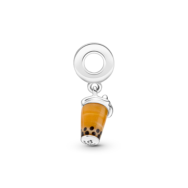 pandora  s925 sterling silver murano glass pearl milk tea charm