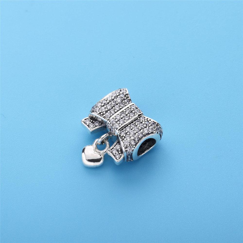Pandora Charm Heart & Bow Clear CZ Sterling Silver