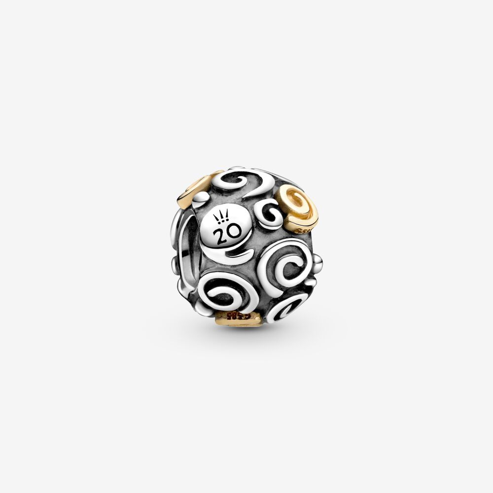 Pandora S925 Beaded Openwork Swirl Spiral Charm Bead