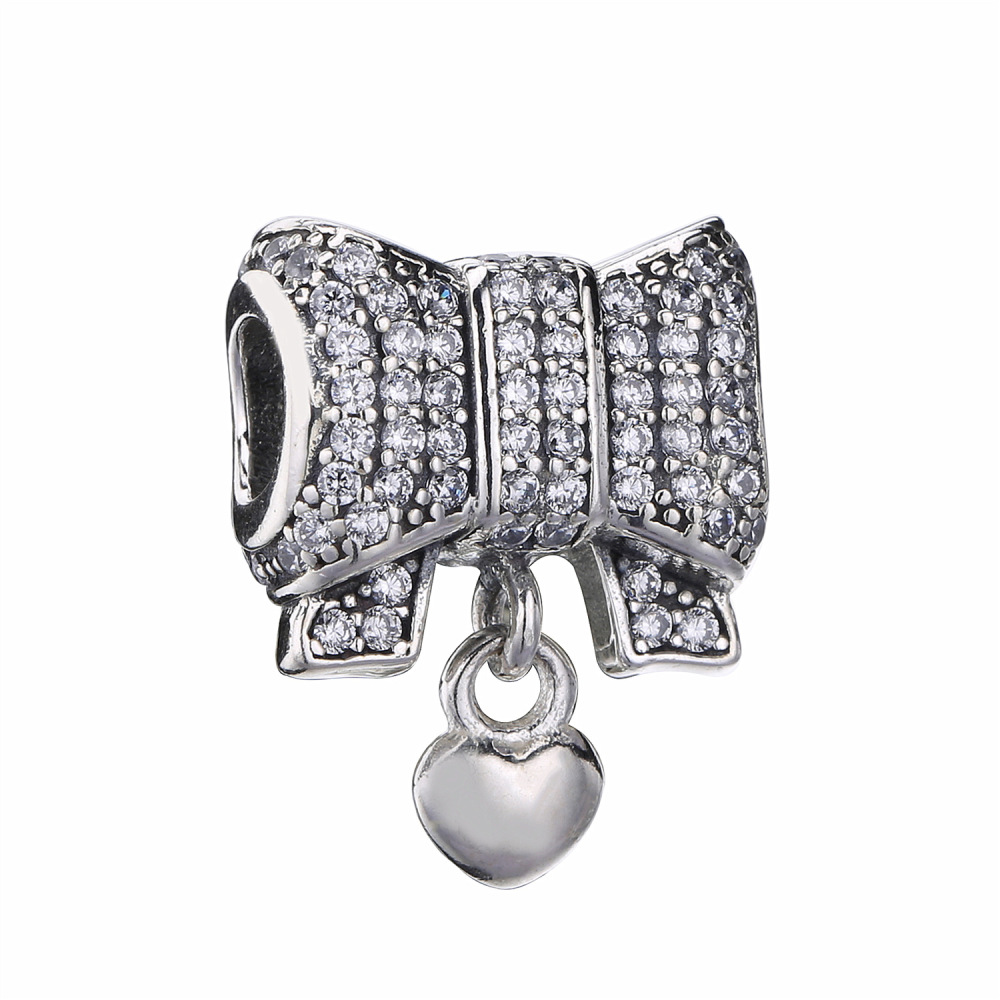 Pandora Charm Heart & Bow Clear CZ Sterling Silver