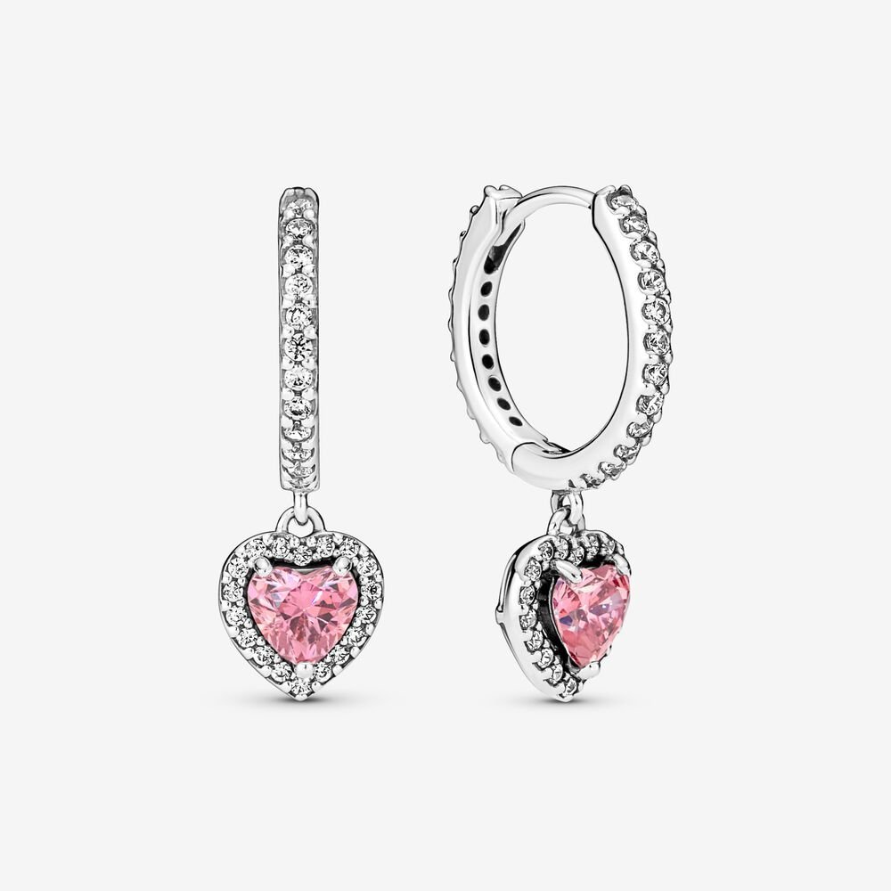 ale s925 silverpandora  sparkling halo heart hoop earrings
