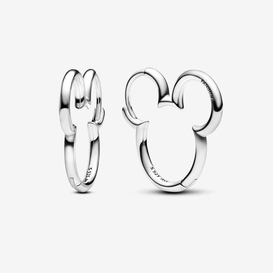 pandora  Mickey Mouse Silhouette Hoop Earrings