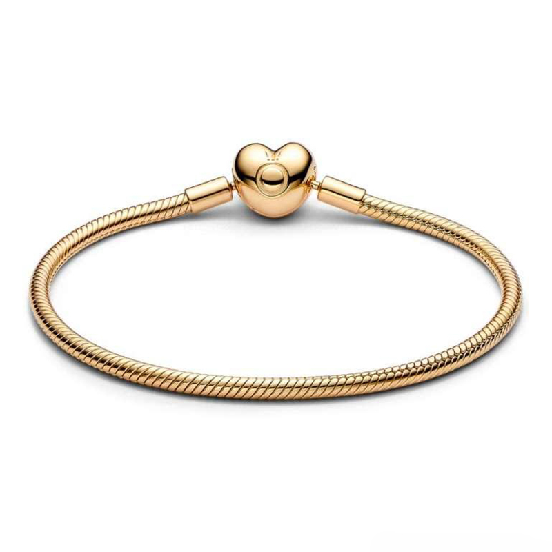 Pandora Moments Gold Snake chain gold-plated bracelet with heart clasp