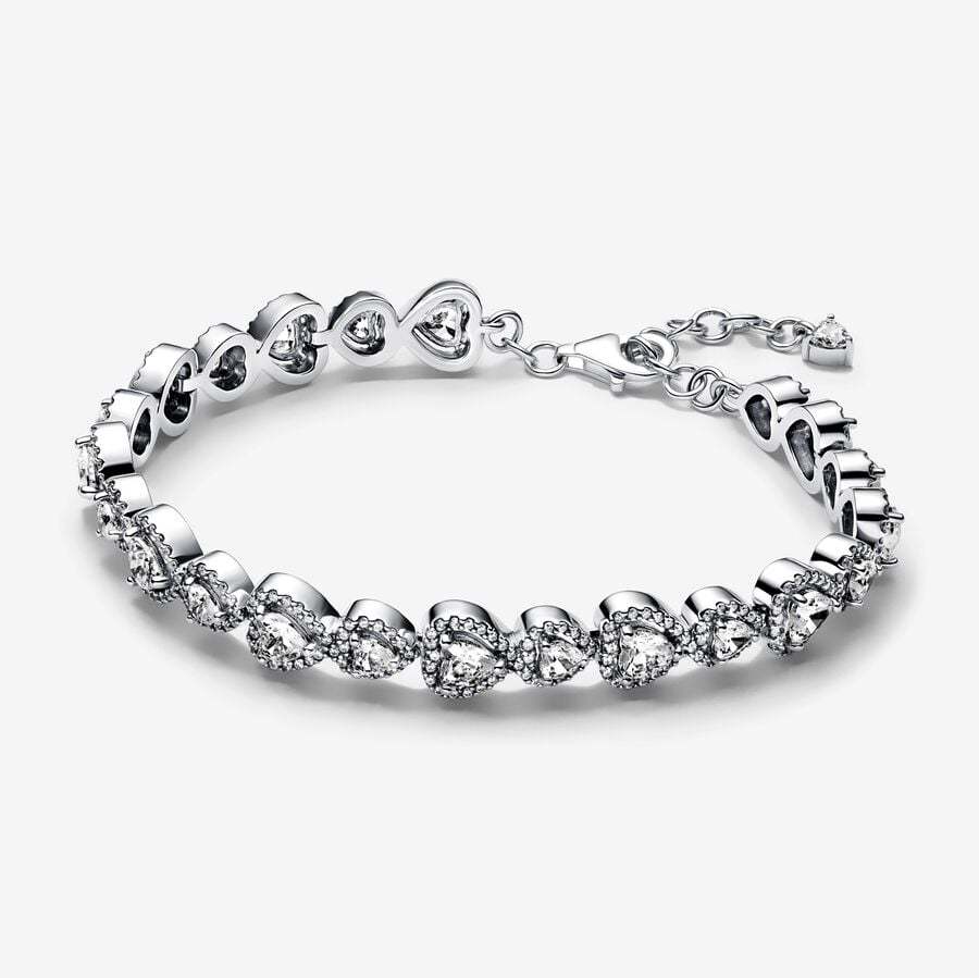 Pandora Silver S925 ALE Halo Hearts Bracelet