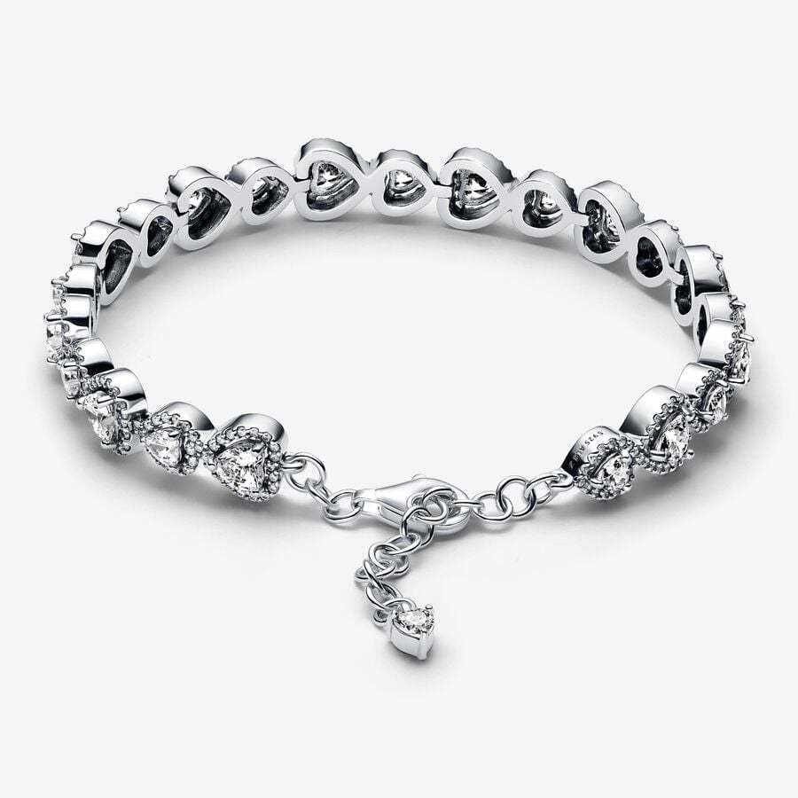 Pandora Silver S925 ALE Halo Hearts Bracelet