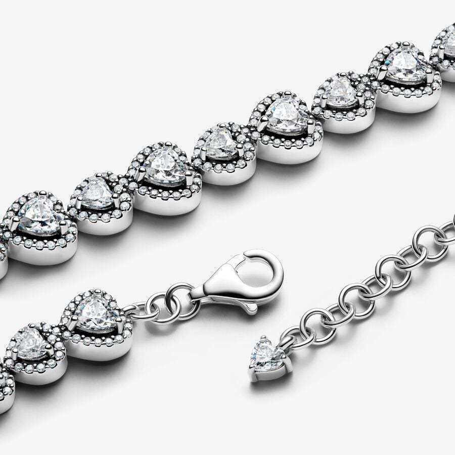 Pandora Silver S925 ALE Halo Hearts Bracelet