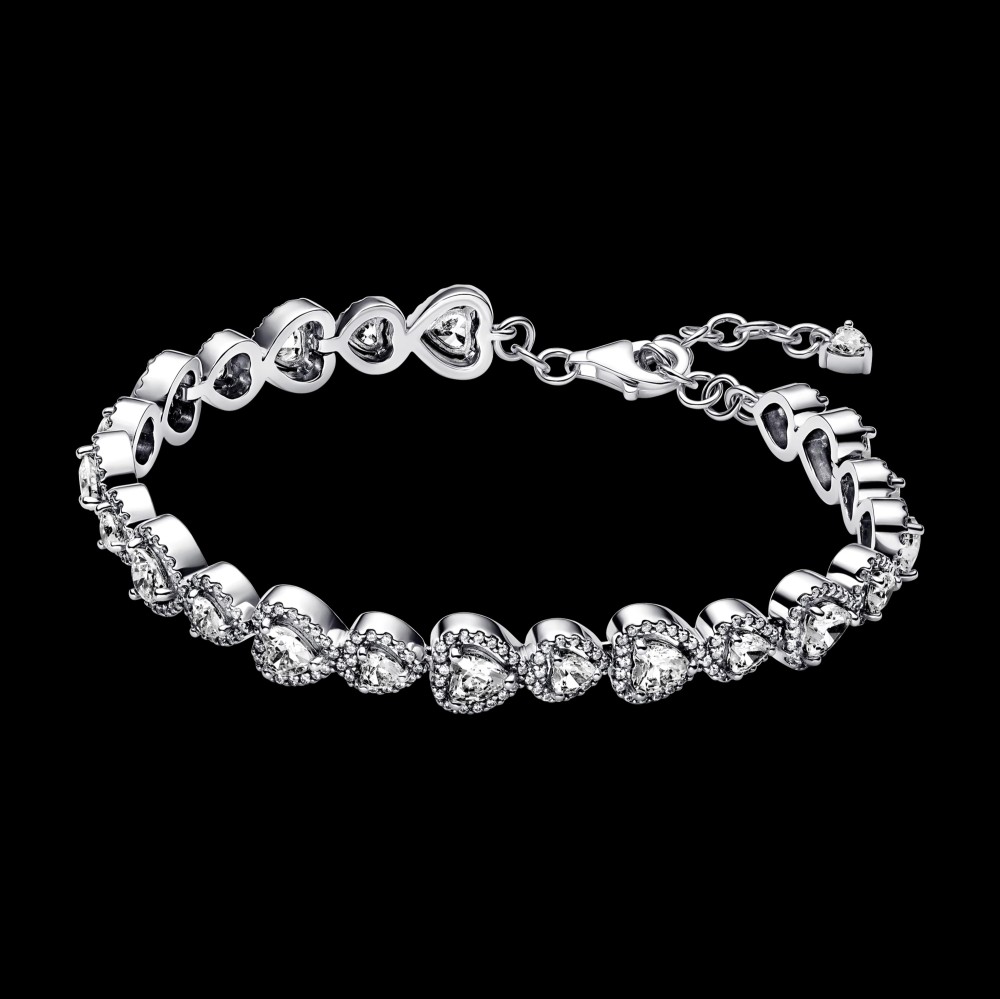 Pandora Silver S925 ALE Halo Hearts Bracelet