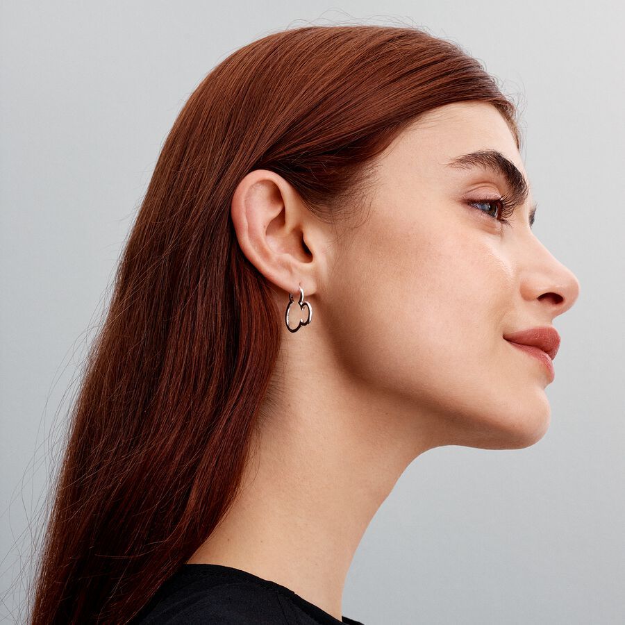pandora  Mickey Mouse Silhouette Hoop Earrings