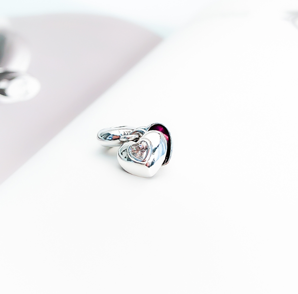 Pandora "YOU AND ME" Clear Fuchsia Enamel Charm