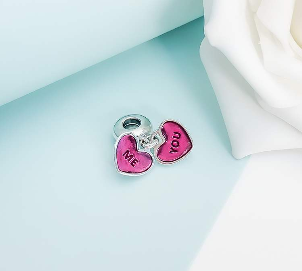 Pandora "YOU AND ME" Clear Fuchsia Enamel Charm