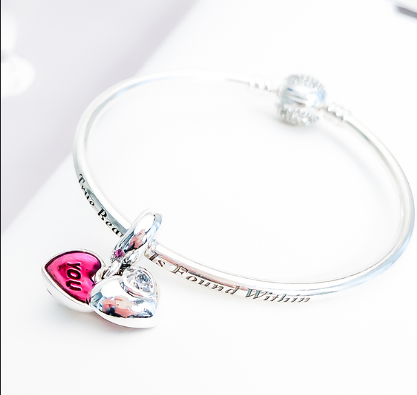 Pandora "YOU AND ME" Clear Fuchsia Enamel Charm