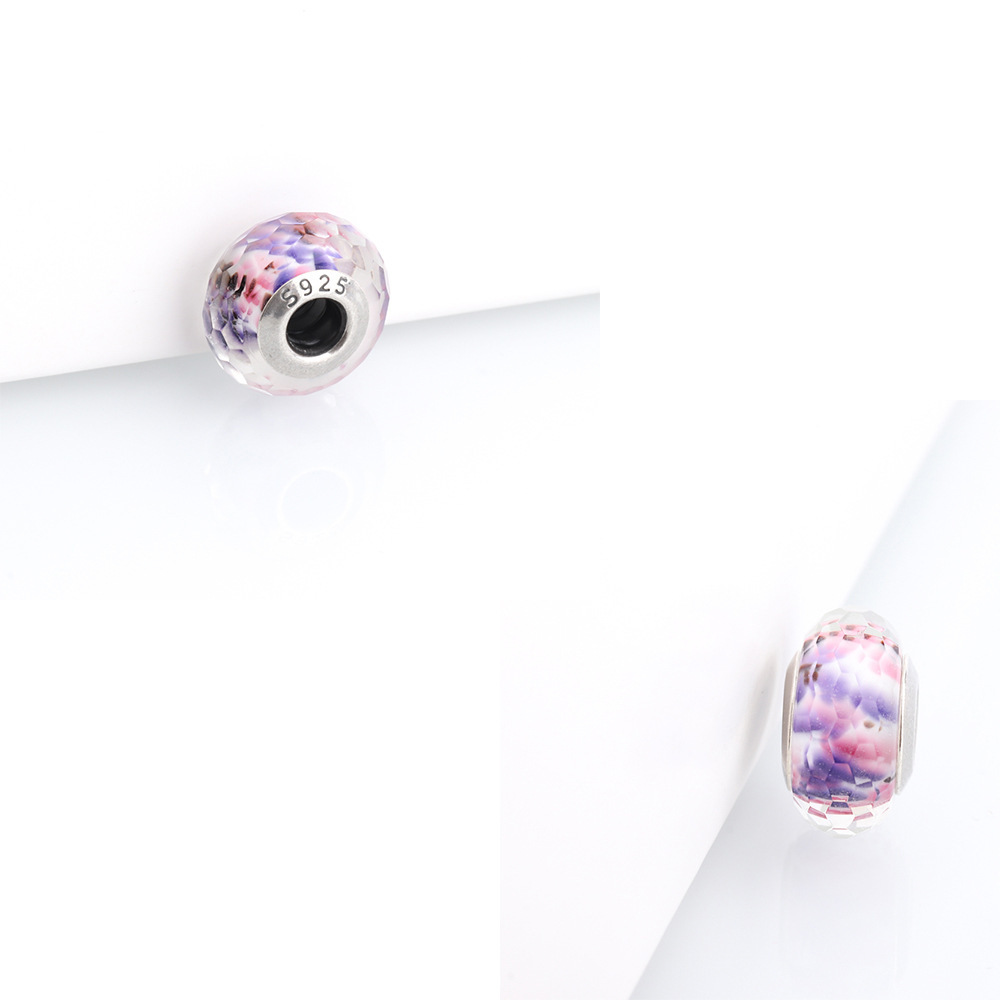 Pandora S925 Silver color Looking Glass murano charm beads