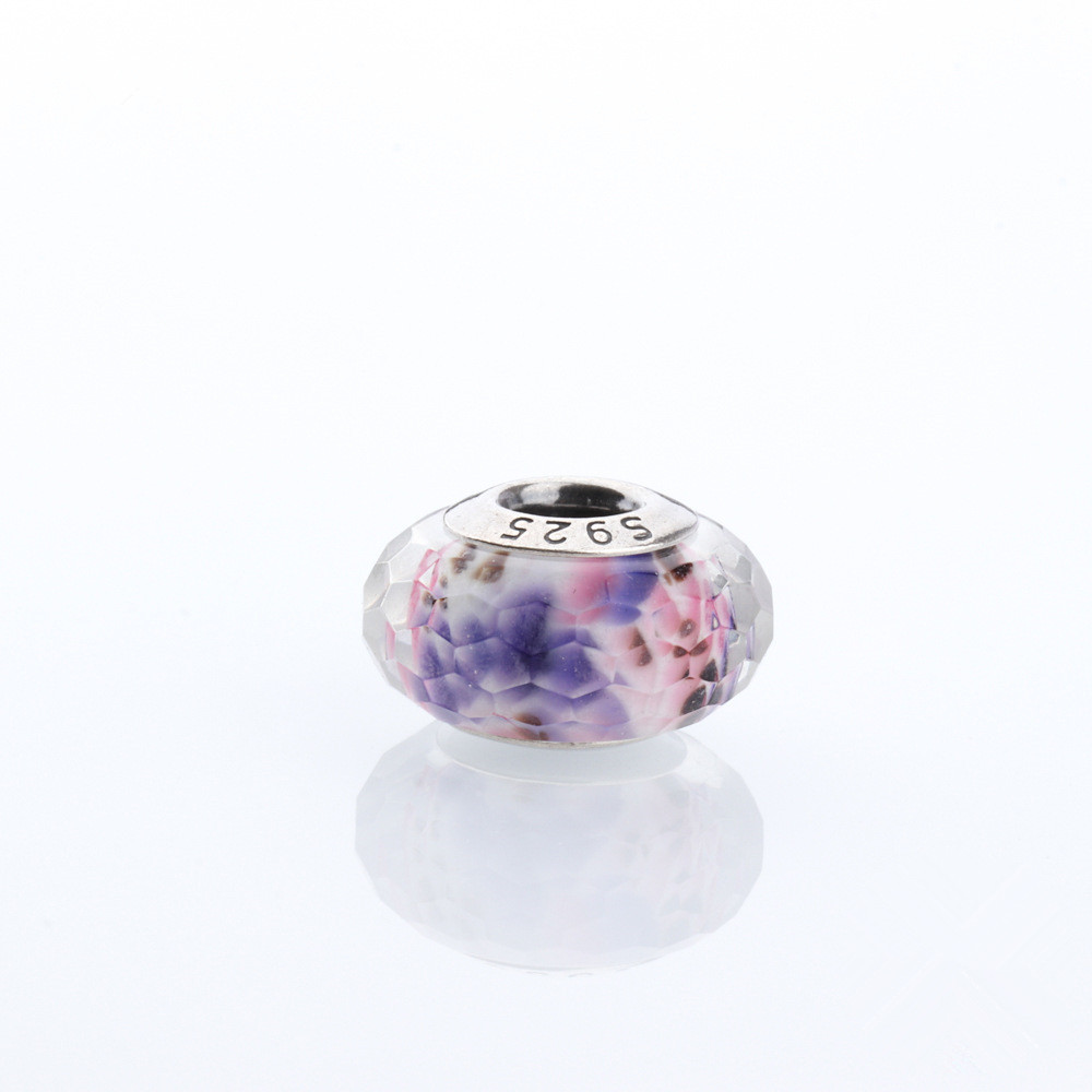 Pandora S925 Silver color Looking Glass murano charm beads