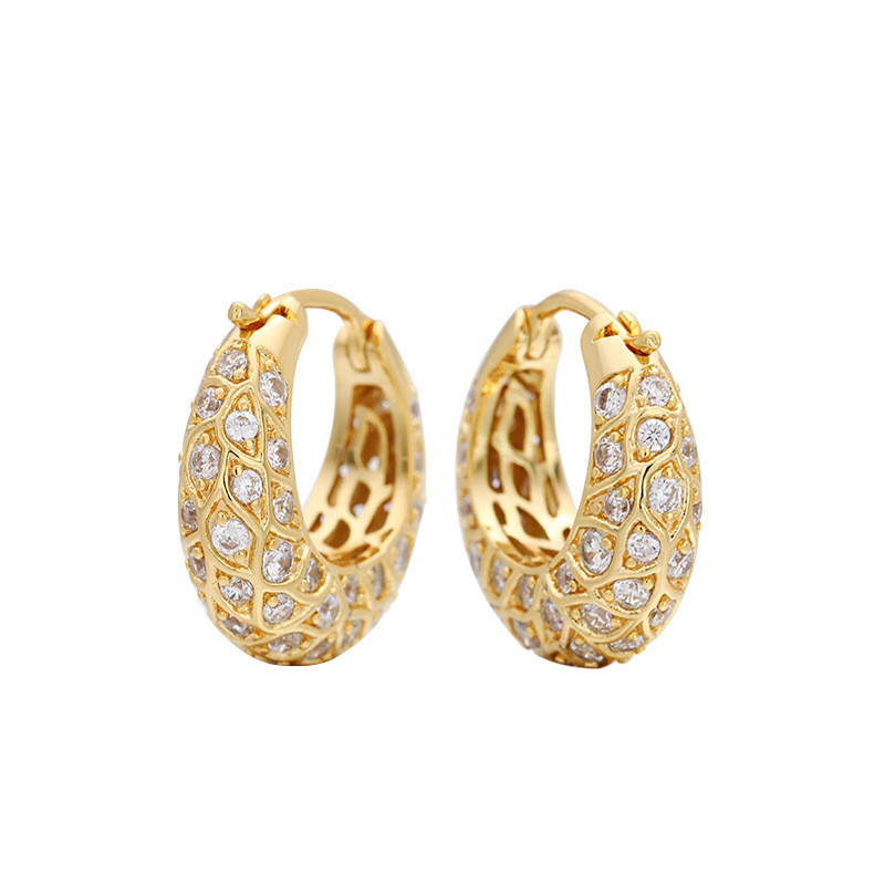 Pandora gold Sparkling Patterned Hoop S925 SiLVER