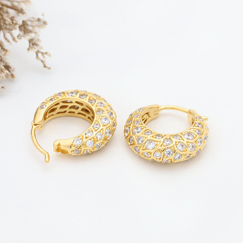 Pandora gold Sparkling Patterned Hoop S925 SiLVER