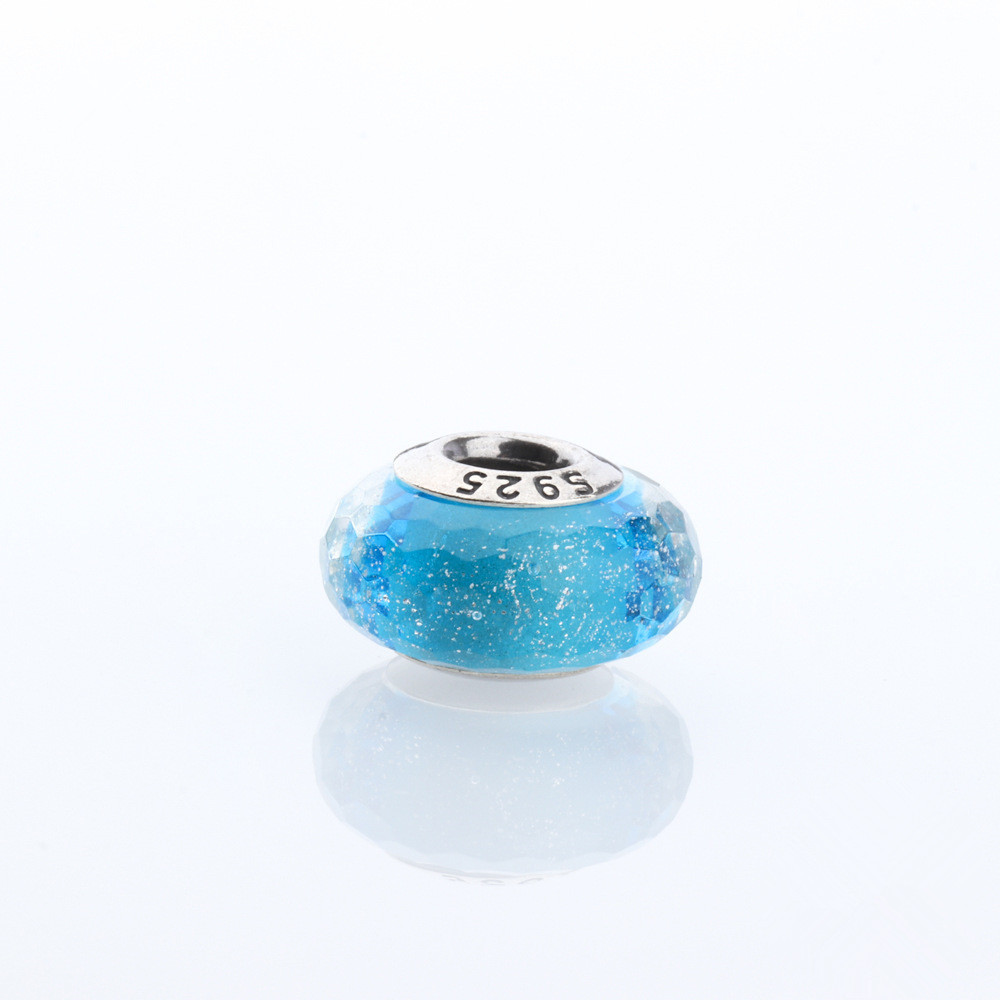 Pandora S925 Silver Green Looking Glass murano charm beads
