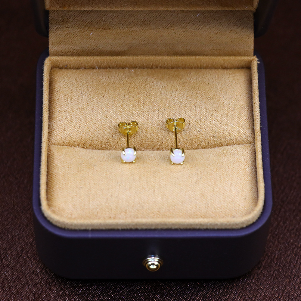 Small white Opal Stud Earrings, Dainty Piercing Tiny Earrings, Minimalist Earrings