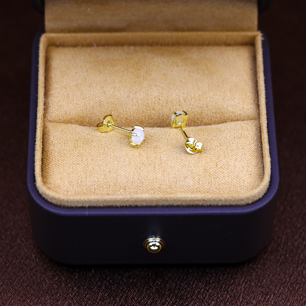 Small white Opal Stud Earrings, Dainty Piercing Tiny Earrings, Minimalist Earrings