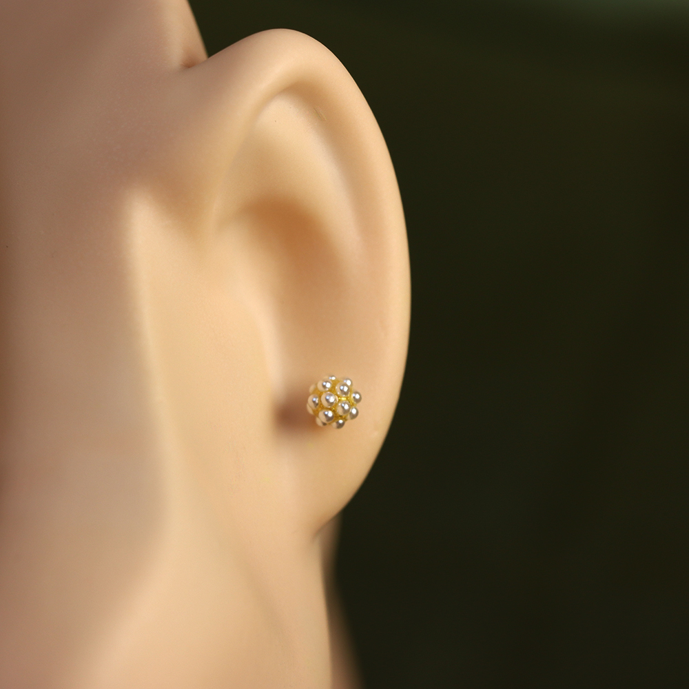 Gold-Plated Sterling Silver Pearl Cluster Stud Earrings – Perfect Birthday Gift for Her, Elegant Pearl Jewelry