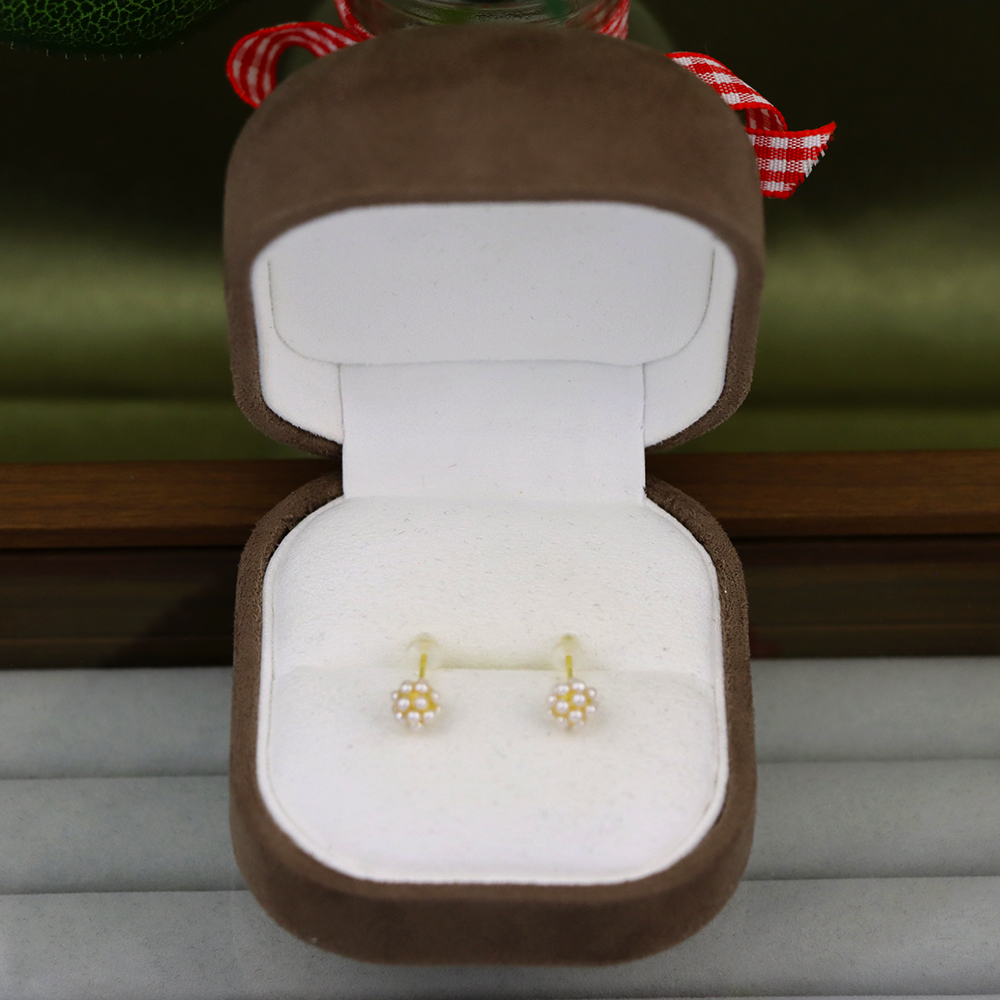Gold-Plated Sterling Silver Pearl Cluster Stud Earrings – Perfect Birthday Gift for Her, Elegant Pearl Jewelry