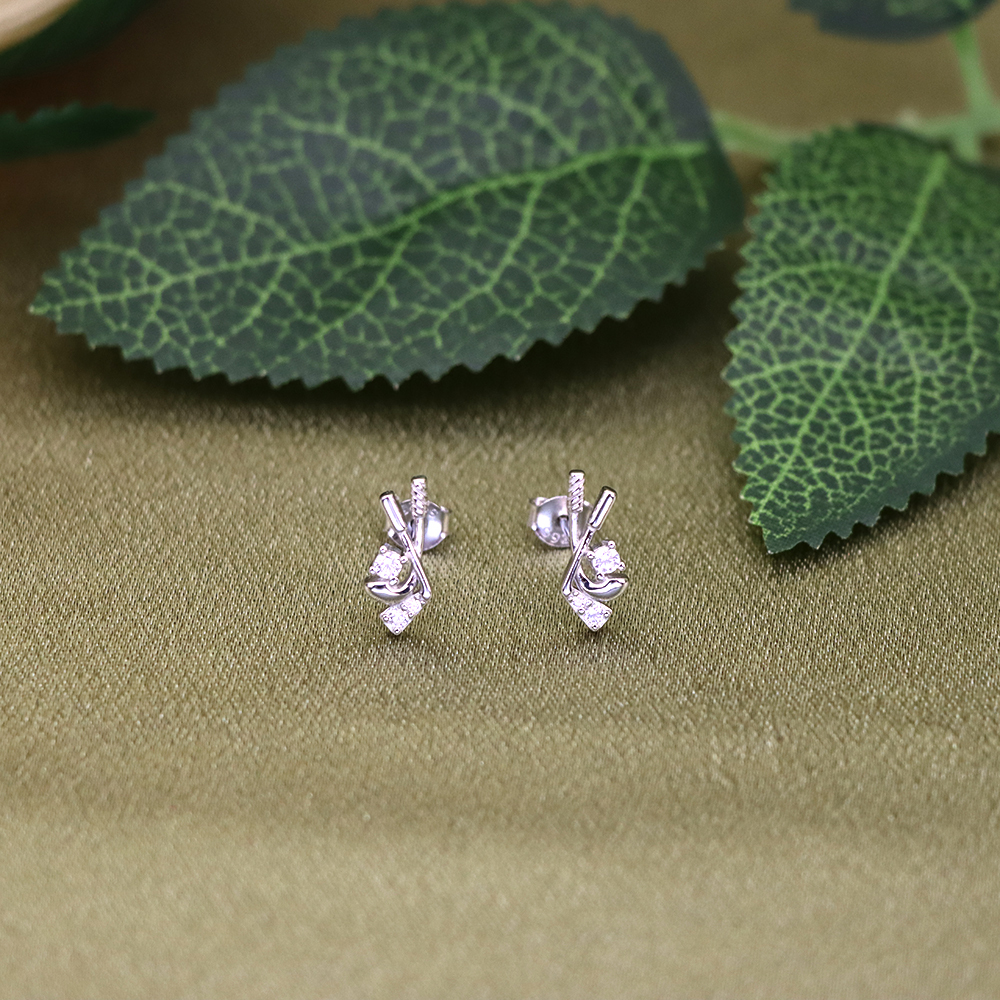 s925 sterling silver stud hockey-style earrings