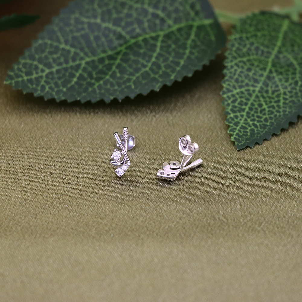 s925 sterling silver stud hockey-style earrings