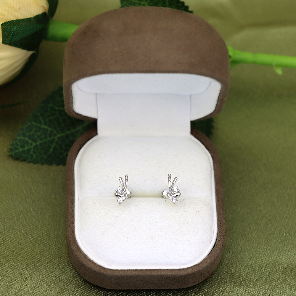 s925 sterling silver stud hockey-style earrings