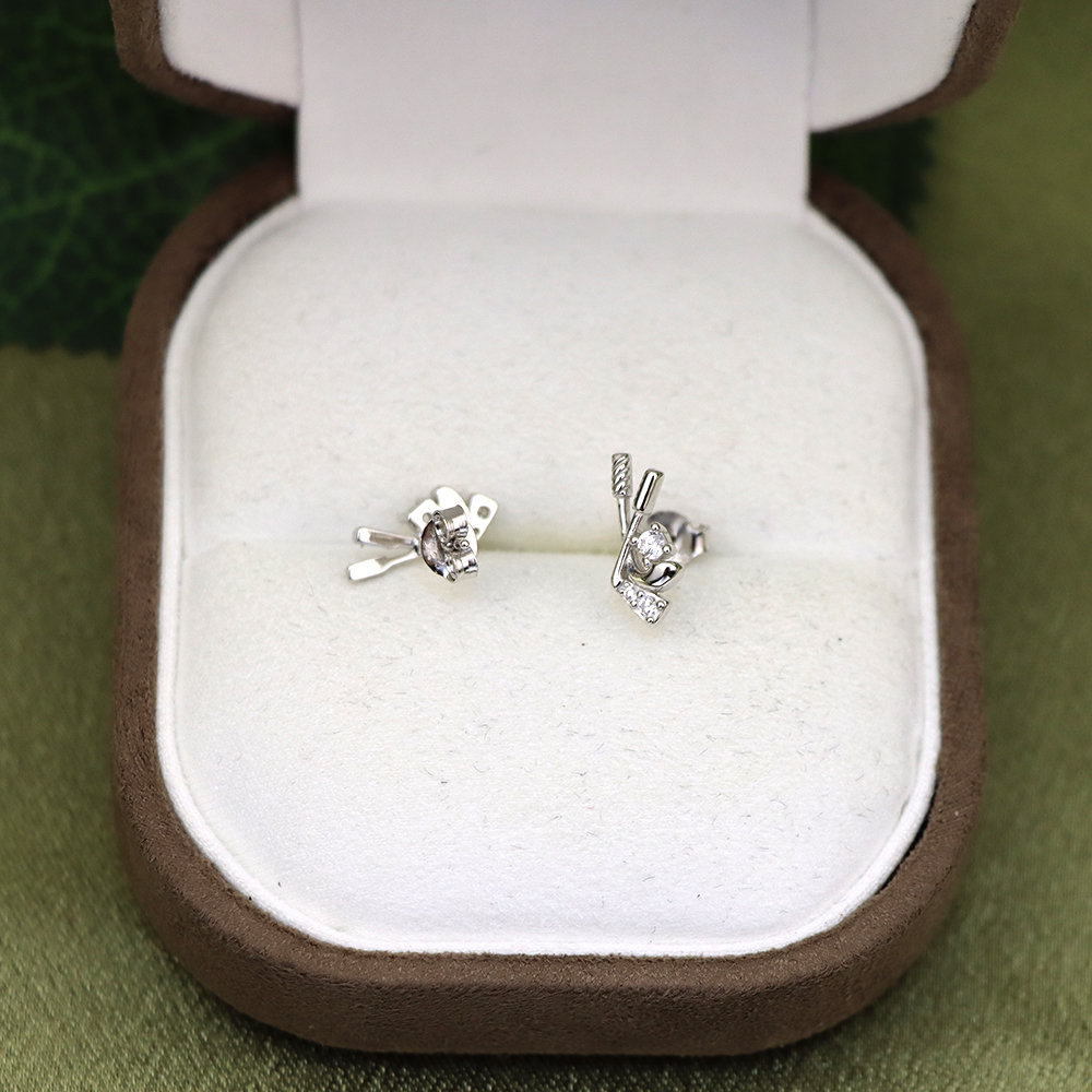 s925 sterling silver stud hockey-style earrings